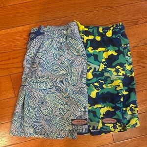 Vineyard Vines Blue Fish and Green Camo Kids Swim Shorts